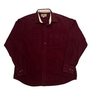 Cabela's Men's Burgundy 100% Cotton Chamois Long Sleeve Shirt Large